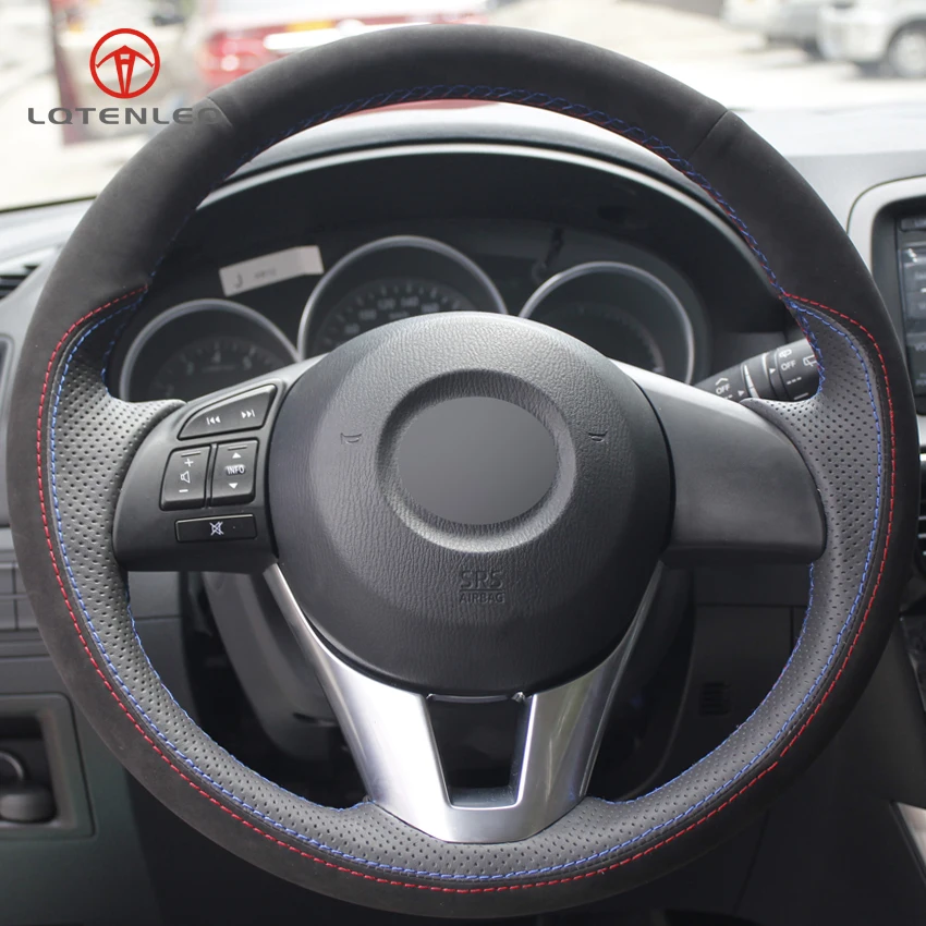 Buy LQTENLEO Black Genuine Leather Suede Car Steering