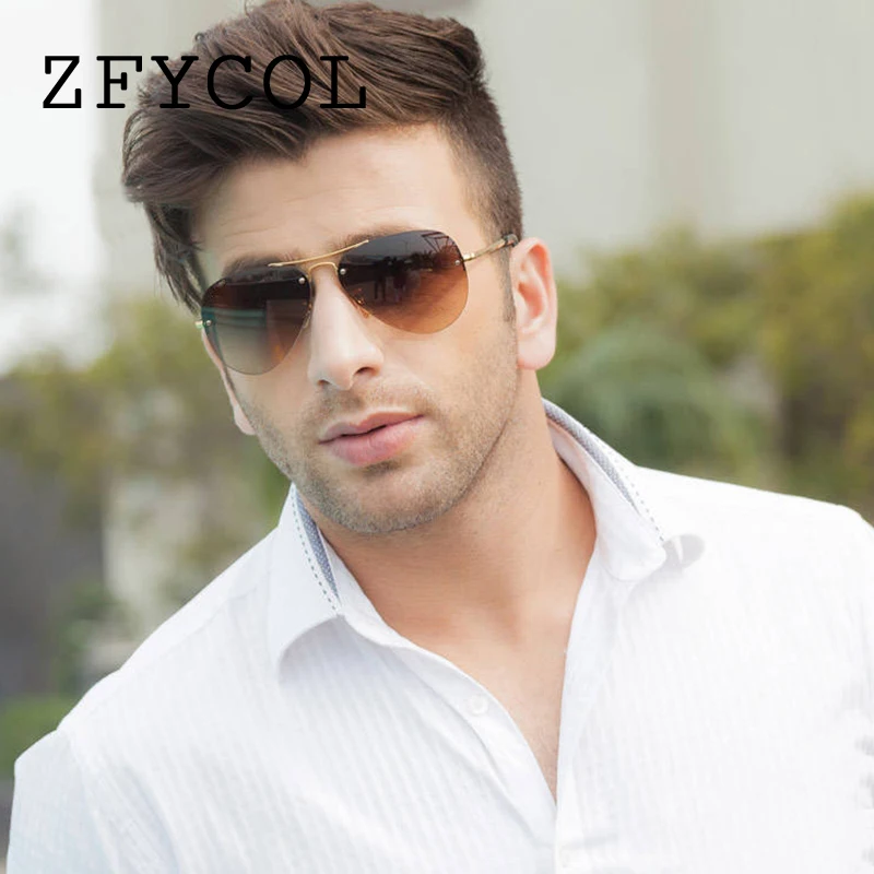 

ZFYCOL Fashion Pilot Sunglasses Men/Women Brand Designer Driving Glasses Vintage Male Rimless sunglasses Female Eyewear BY0119