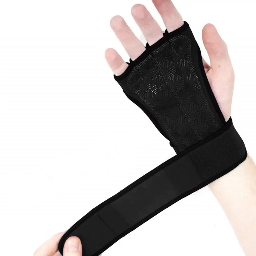 1 Pair Weight Lifting Training Gloves Fitness Sports Body Building Gymnastics Grips Gym Hand Palm Protector Gloves Random Color