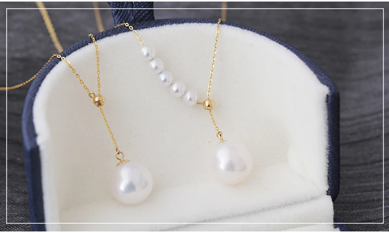 Sinya New Trendy Multifunctional Pendant 18k Au750 gold necklace for women girls lover Y style with Natural high luster pearls (8)