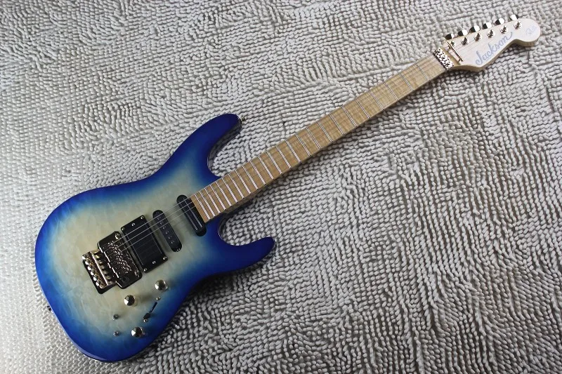 Кленовый гриф и гриф Джексон 24 Лада электрическая гитара,синий выстеганная верхняя глянцевая отделка гитары