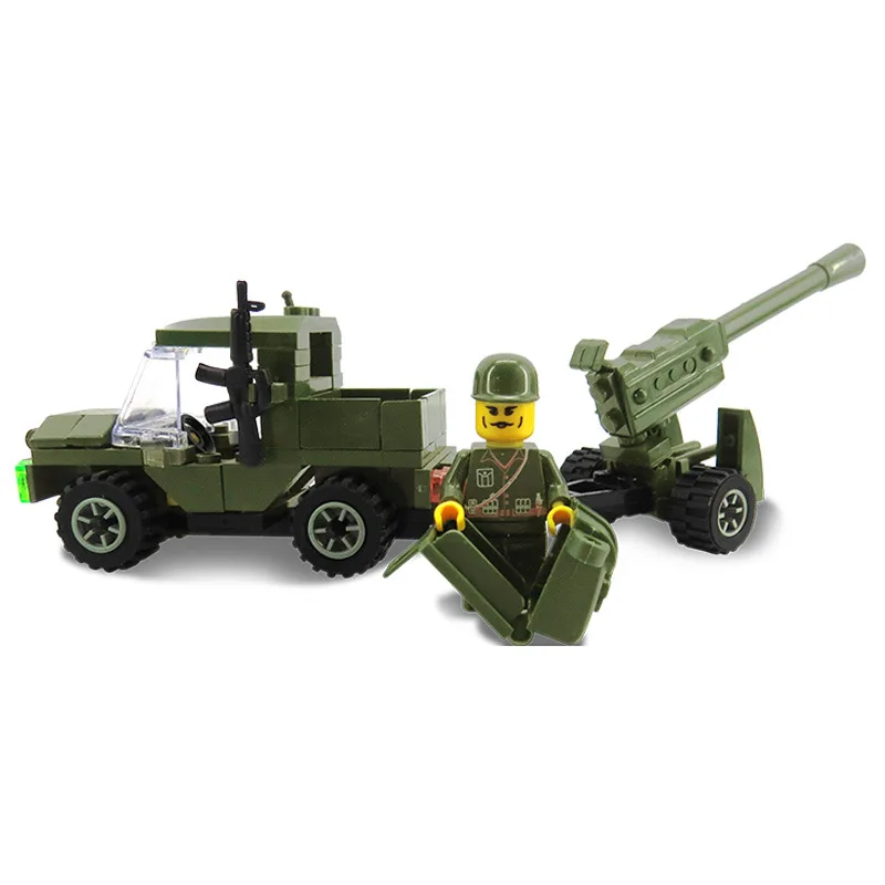 

6041 DIY 93pcs Blocks Field Armies Assemble Building Blocks Early Educational Toy Brinquedos Cannon Small Particles Brick