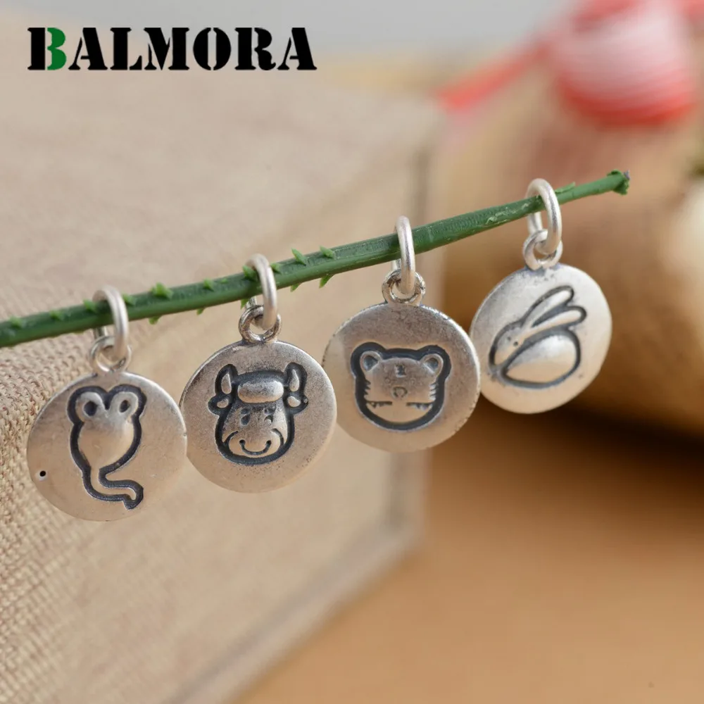 

BALMORA 990 Pure Silver Matte Animal Zodiac Pendants for Women Girl Retro Fashion Jewelry Accessories Without a Chain SY13134