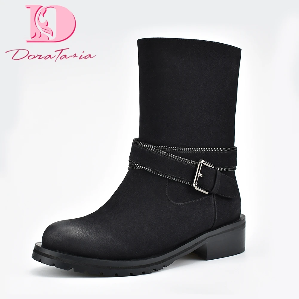 

Doratasia brand new zipper winter western boots woman shoes plus size 42 best quality shoes woman suede mid-calf boots women