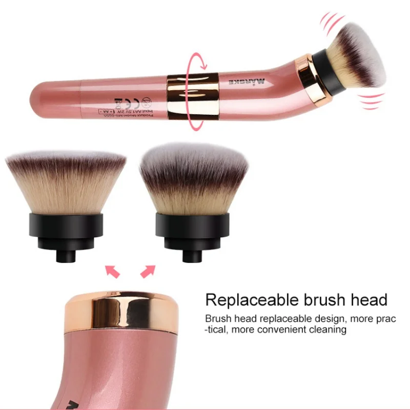 

Portable Electric Makeup Brush 360 Rotating Foundation Powder Cosmetics Brush Blushing Makeup Brush Easy to Use Makeup Tools