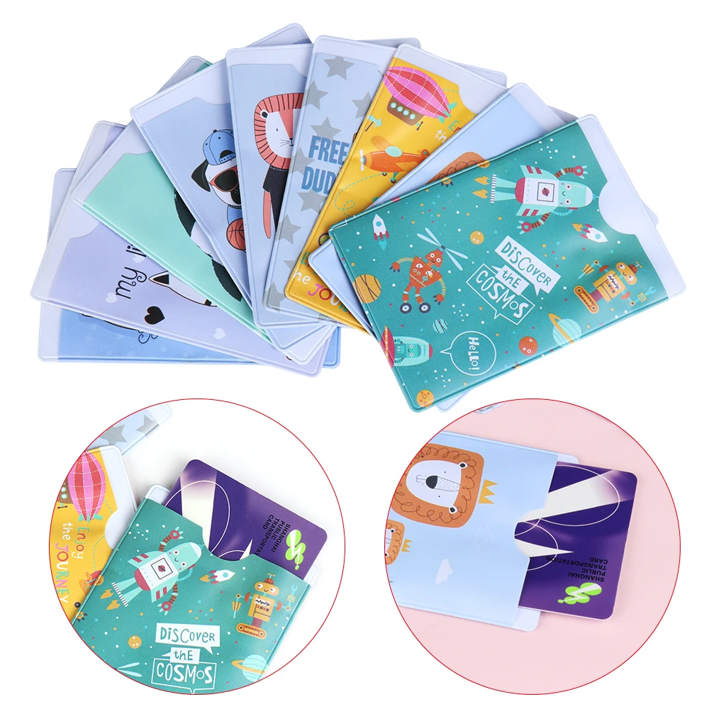 

2PCS Women PVC Cartoon Card Holder Credit Student Cute ID Cards Case Wallet Passport Business Card Holder Protector Case