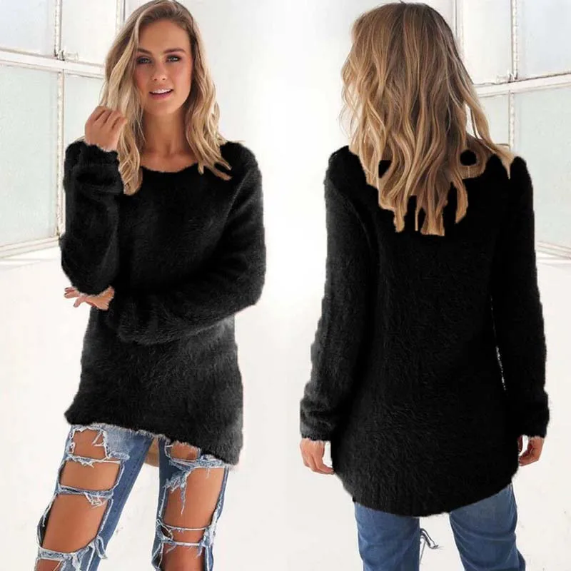 2018 Autumn Winter Knitted Sweater Women Pullover O Neck Long Sleeve Women Loose Plus Size Warm Sweater Female Long Sweater Sweaters