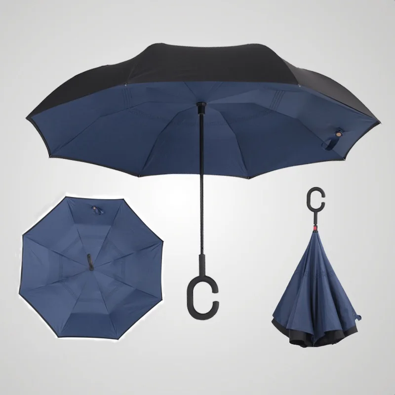 Ветростойкий складной уличный зонтик для дождливой погоды для женщин складной обратный двухслойный зонтик перевернутый ветрозащитный зонтик для автомобиля