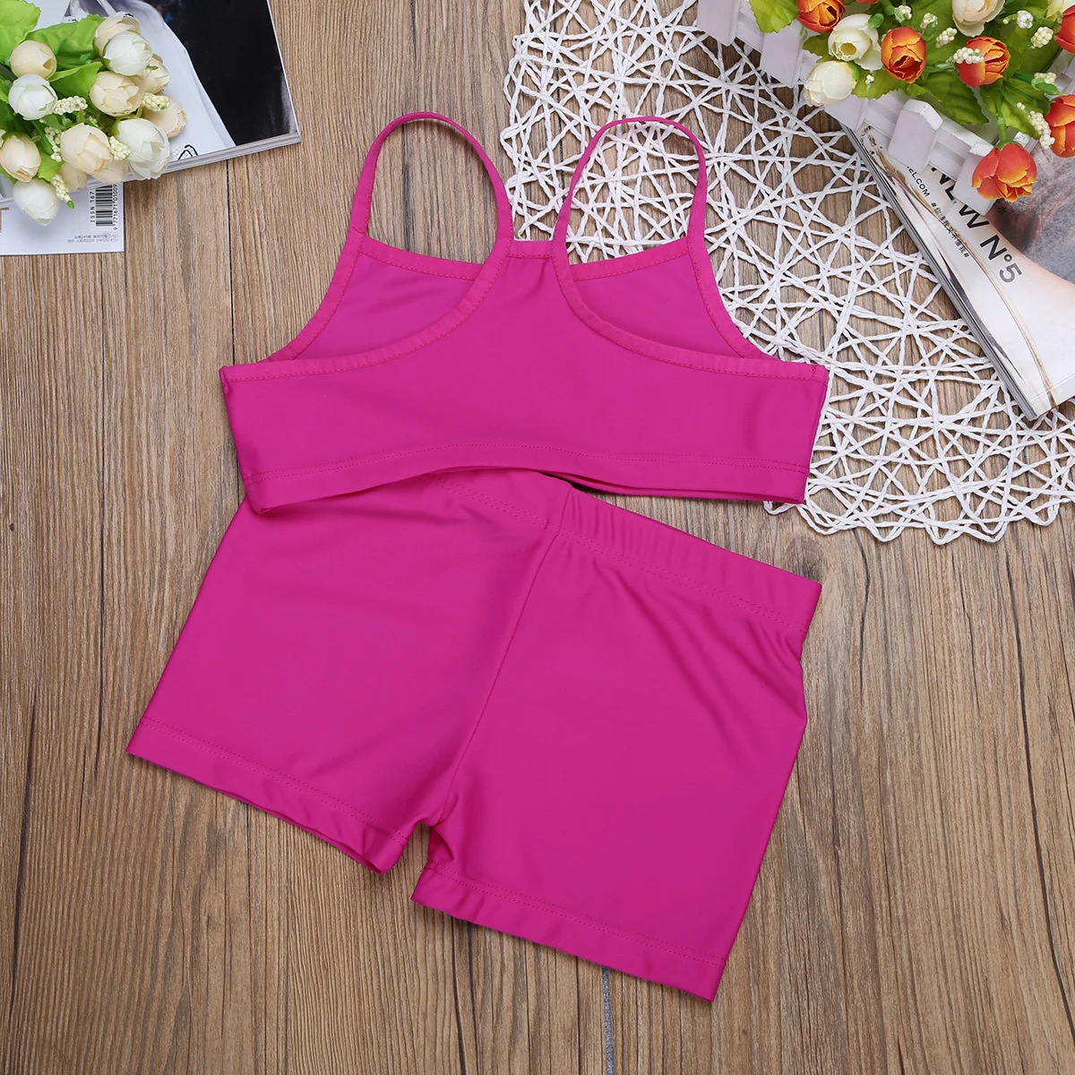 Girls Tankini Outfit Ballet Dancer Tank Top+Bottoms Gymnastics Sports Swimsuit