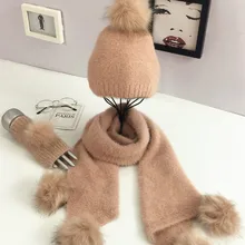 

New Arrival High Quality Fashion Winter Women Thickening Knited Scarf Hat Set