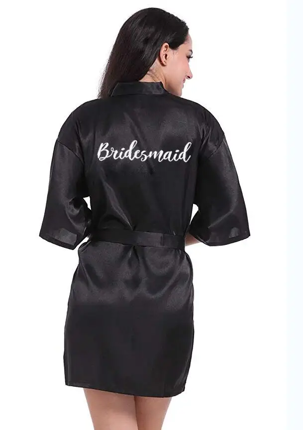 black bridesmaid robe