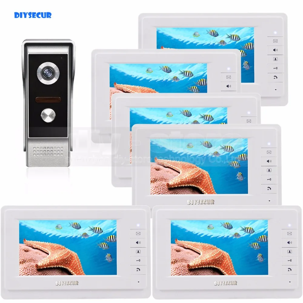 

DIYSECUR 7 inch TFT Color LCD Display Video Door Phone Video Intercom Doorbell 700TVLine HD IR Night Vision Camera 1V6