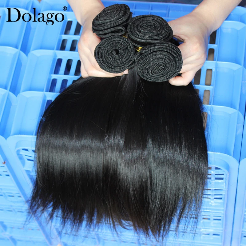 Straight Brazilian Human Hair Weave Bundles With Closure Remy Human Hair Bundle Extension 1/3/4 pcs Dolago Hair Products 10\