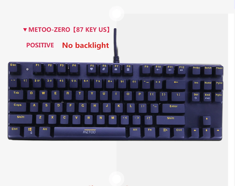 Metoo  Edition Mechanical Keyboard 87 keys Blue Switch Gaming Keyboards for Tablet Desktop  Russian sticker