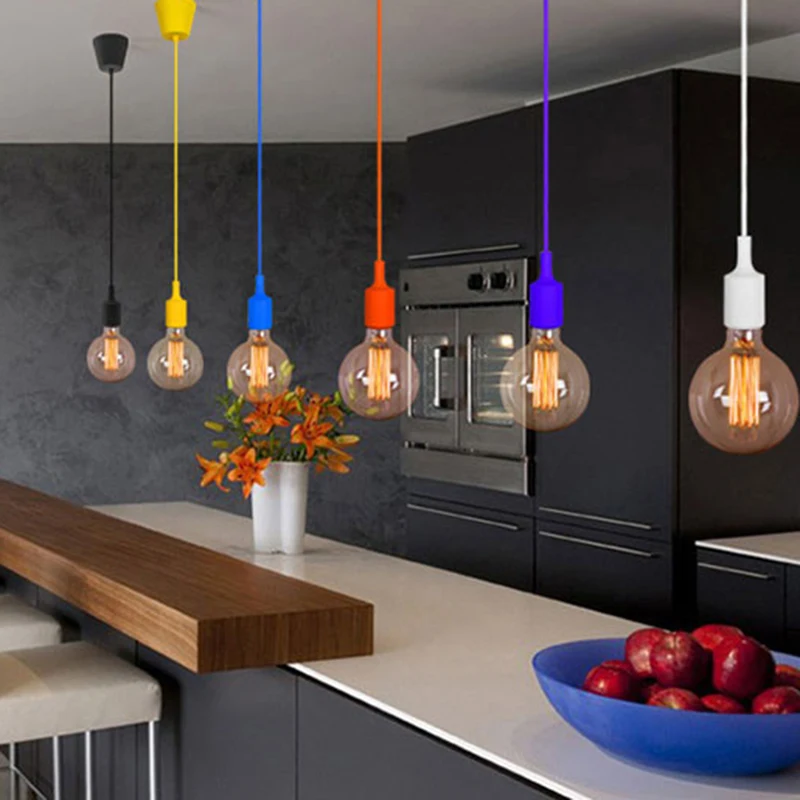 

Colorful Chandelier Light E27 Socket Suspension Drop Lamp Modern Vintage Edison Bulbs Bar Restaurant Bulb not included