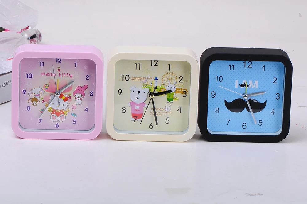 Creative lovely metal Alarm Clock printed moustache girls gift square