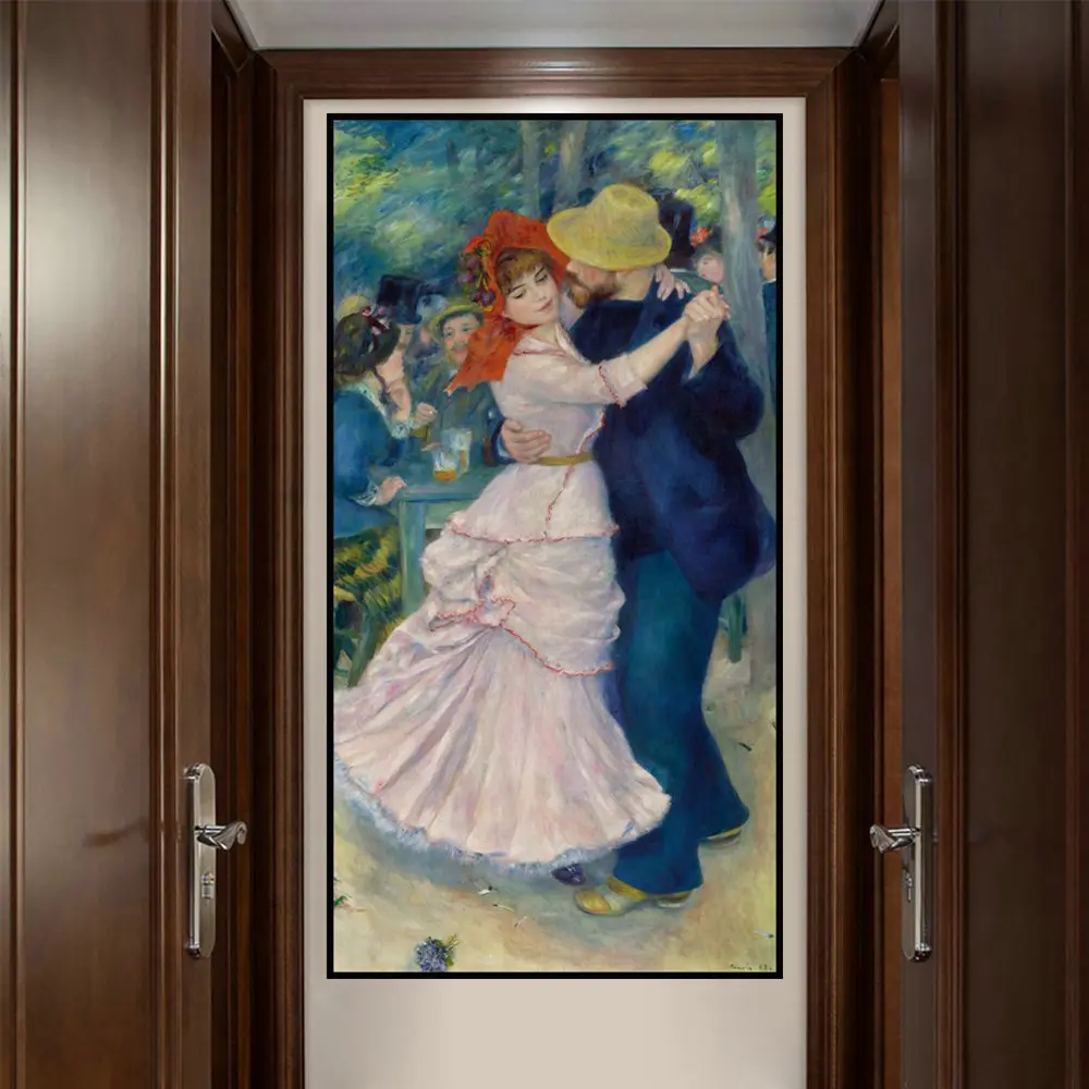 Retro Artwork Auguste Renoir Canvas Painting Reproduction Dance At Retro Artwork Auguste Renoir Canvas Painting Reproduction Dance At Bougival Art Print Picture Poster Home Decoration Wall In Calligraphy