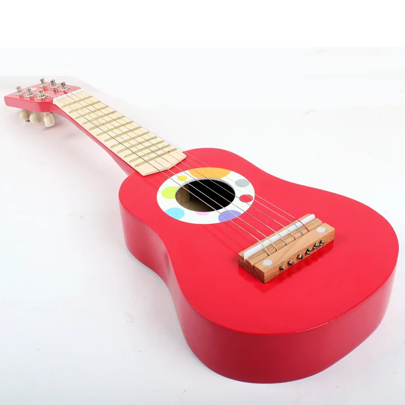 Free shipping!Janod wooden Kids Guitar Red Baby Iron Strings Wooden Guitar toy Musical Instrument Toy Educational Christmas gift