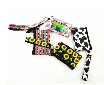 

100pcs/lot New arrival 4 Style Neoprene card Pocket Mini Neoprene woman Handbag with PVC window SN1727