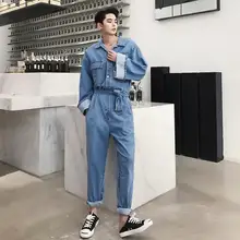 Мужской осенний Tidal бренд ретро джинсовый комбинезон комбинезоны мужской свободный, цельнокроеный брюки Повседневный Комбинезон сценические костюмы