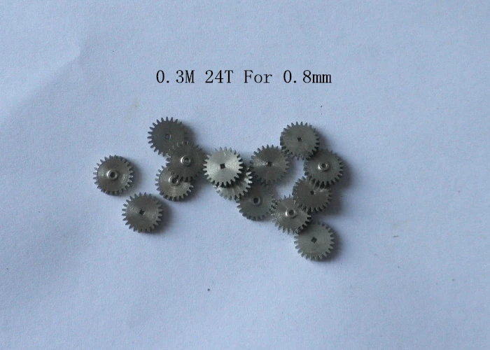 

Metal copper gear 24 Tooth 0.3 Modulus 0.3M 24T 0.8mm hole diameter , Outer diameter 7.7mm For 0.8MM