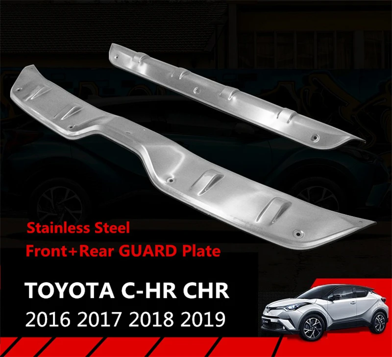 

For TOYOTA C-HR CHR 2016 2017 2018 2019 Front+Rear BUMPER GUARD Diffuser Protecto Skid Plate Stainless Steel Auto Accessories