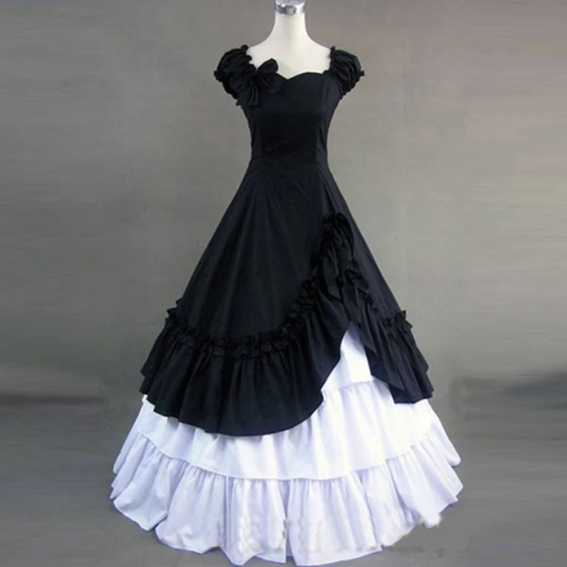 classic-black-and-white-ruffled-sweet-gothic-victorian-dress