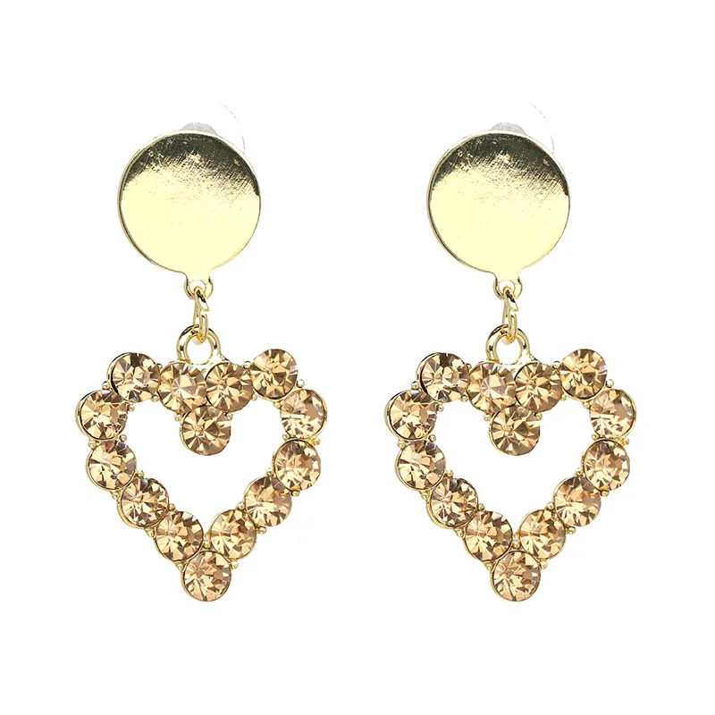 Cute Heart Shape Drop Earring For Women Girl Gifts Gold Color Crystal New Arrival Long Earrings Wholesale Fashion Jewelry