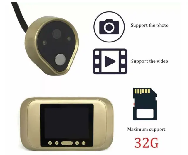 

Dry battery Color Screen Smart Doorbell Viewer Digital Door Viewer Camera Door Eye Video record IR Night vision Wireless