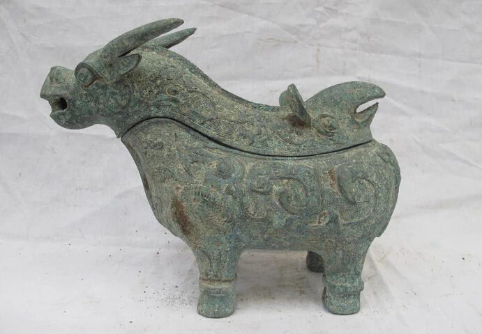 

wholesale factory Chinese Old Bronze wild ox Dragon beast Dynasty Palace incense burner Censer