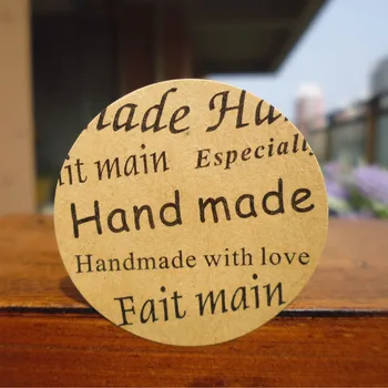 

1200pcs Creative 'Hand made' 'Fait main' Round Kraft Seal Sticker Gift Paper Sticker For Party Favor Gift Bag Candy Box Decor