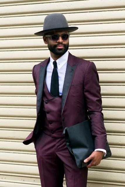 Latest Coat Pant Designs Burgundy Formal Men Suit Casual Style Tuxedo 3 Pieces Wedding Suits Blazer 2017(Jacket+Pants+Vest+Tie)