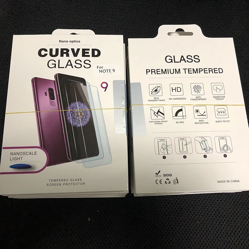 100 шт УФ закаленное стекло и лампа клей для Samsung Note 9 8 S9 S8 полный жидкий Защита