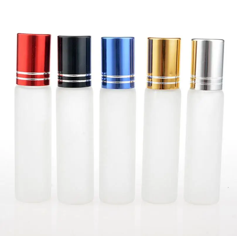 200Pcs/Lot 10ml Frosted Glass Roller Bottles with Stainless Steel Roller Balls, Essential Oils