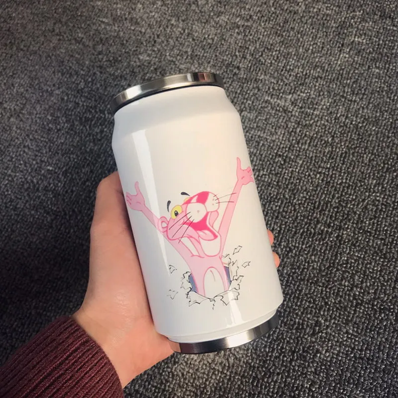 300ml Cute Funny With Straw Coffee Mug Vacuum Cup Thermos Stainless Steel Tumbler Thermocup Travel Drink Bottle Beverage Can