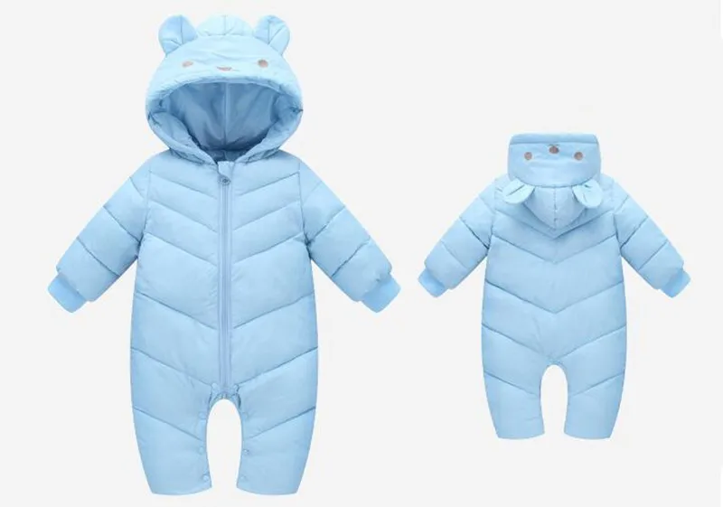 COOTELILI 65-100cm Cute Bear Ear Baby Romper Winter Warm Newborn Boy Girls Clothes Costume Jumpsuit Infant Clothing Pink Blue (4)