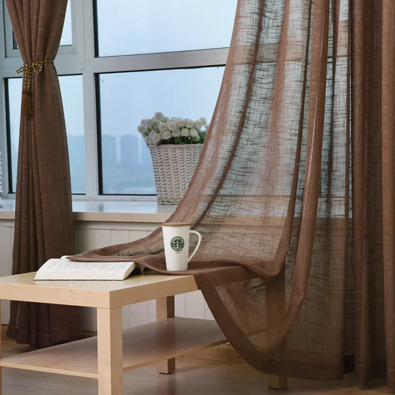 Современная Европейская льняная однотонная Розовая Занавеска тюль на окно в спальне готовая серая вуаль занавеска s для гостиной белый тюль wp342 и 3 - Цвет: Color 4 Tulle