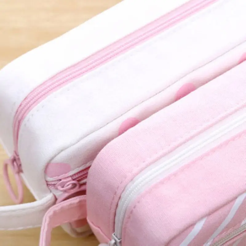 1pc Portable Canvas Pencil Case Organizer Stationery Pouch Makeup Cosmetic Bag