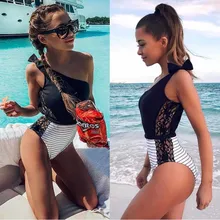 Сексуальный кружевной купальник на одно плечо Монокини Купальники бодисьют цельный купальник женский Mujer Maillot De Bain трикини