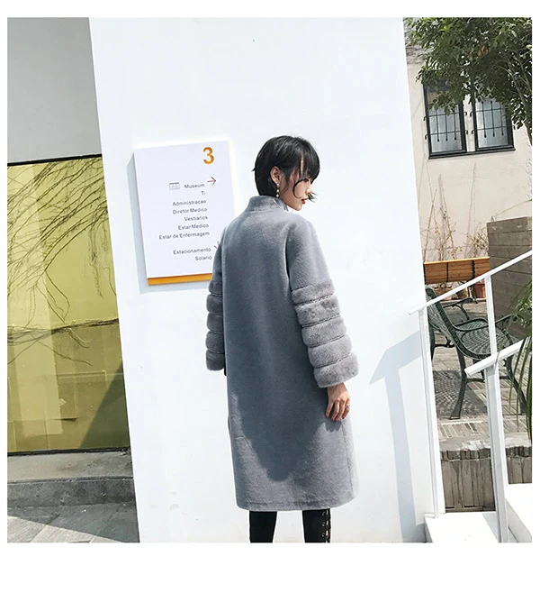 Натуральный мех пальто стрижки овец норковая шуба шерстяная куртка Двусторонний мех 2018 зимнее пальто Для женщин длинный корейский Для