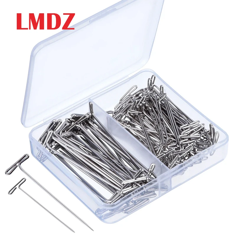 LMDZ 100 штук многоразмерные стальные t-булавки 45 мм/54 мм булавки для блокирования вязания, моделирования и ремесла t-булавки Инструменты для укладки парика