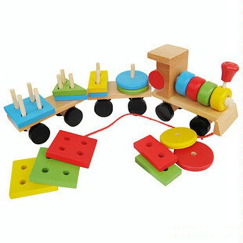 Деревянный Штабелируемый Паровозик для малышей, игрушка, забавный автомобиль, блок, настольная игра, игрушка, деревянная развивающая игрушка для детей, подарок