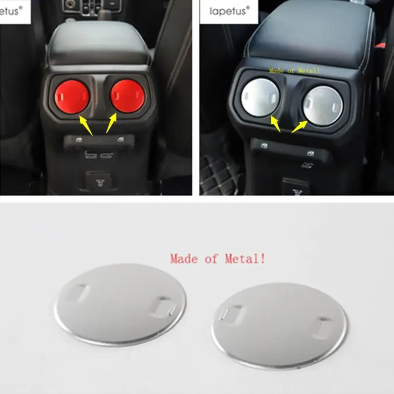 

Lapetus Accessories Fit For Jeep Wrangler JL 2018 - 2022 Rear Armrest Box Air Conditioning AC Vent Outlet Molding Cover Kit Trim