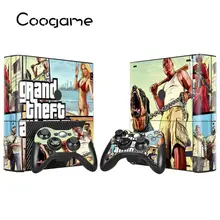 Grand theft auto 5 vinil adesivo para xbox 360e console skin & 2 almofadas de controle do jogo para xbox360e