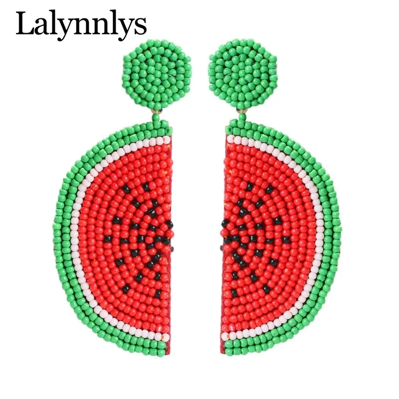 Lalynnlys Cute Cherry Watermelon Pineapple Drop Earrings New Fashion Rhinestone Fruit Dangle Earrings Ear Accessories Hot E60491