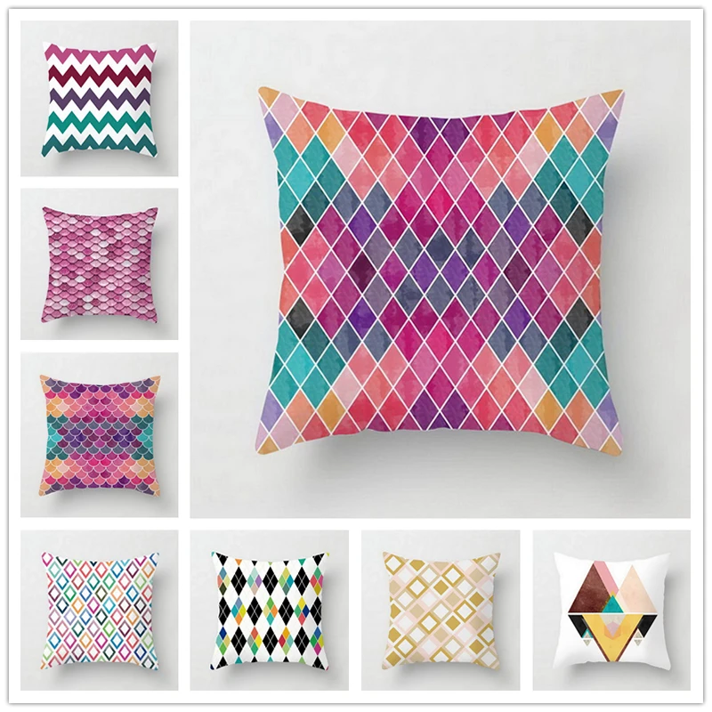Geometric Decorative Cushion Covers Polyester Throw Waist Pillow Case