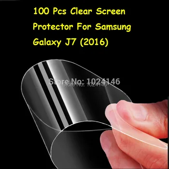 

New 100 Pcs/Lot HD Clear Front Screen Protector For Samsung Galaxy J7 (2016) 5.5" Protective Film Guard With Cleaning Cloth