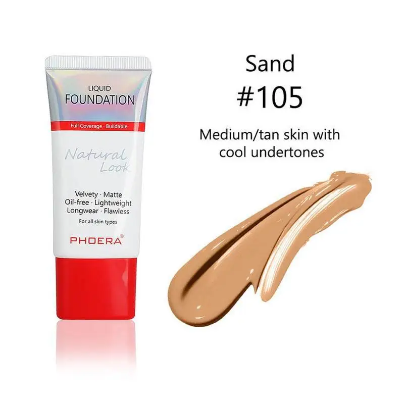 1PCS Full Coverage Liquid Foundation Soft Matte Long Wear Oil Control Concealer Liquid Foundation Cream Fashion Women Makeup - Цвет: G