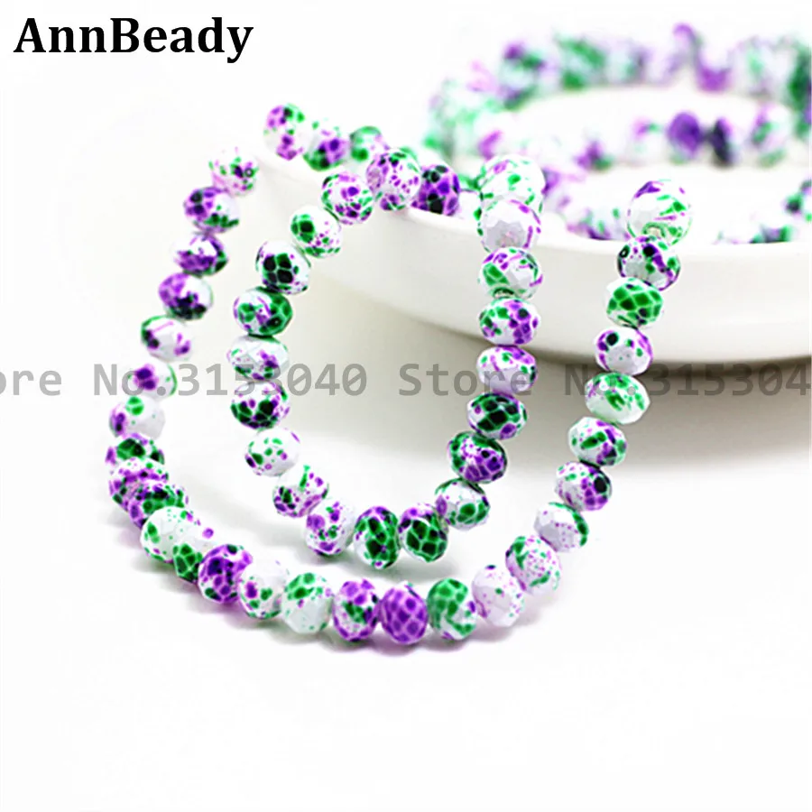 

50pcs New Arrival Purple Green White mix Color 4x6mm Rondelle Spacer Austria Crystal beads For DIY Jewelry Making Round Beads
