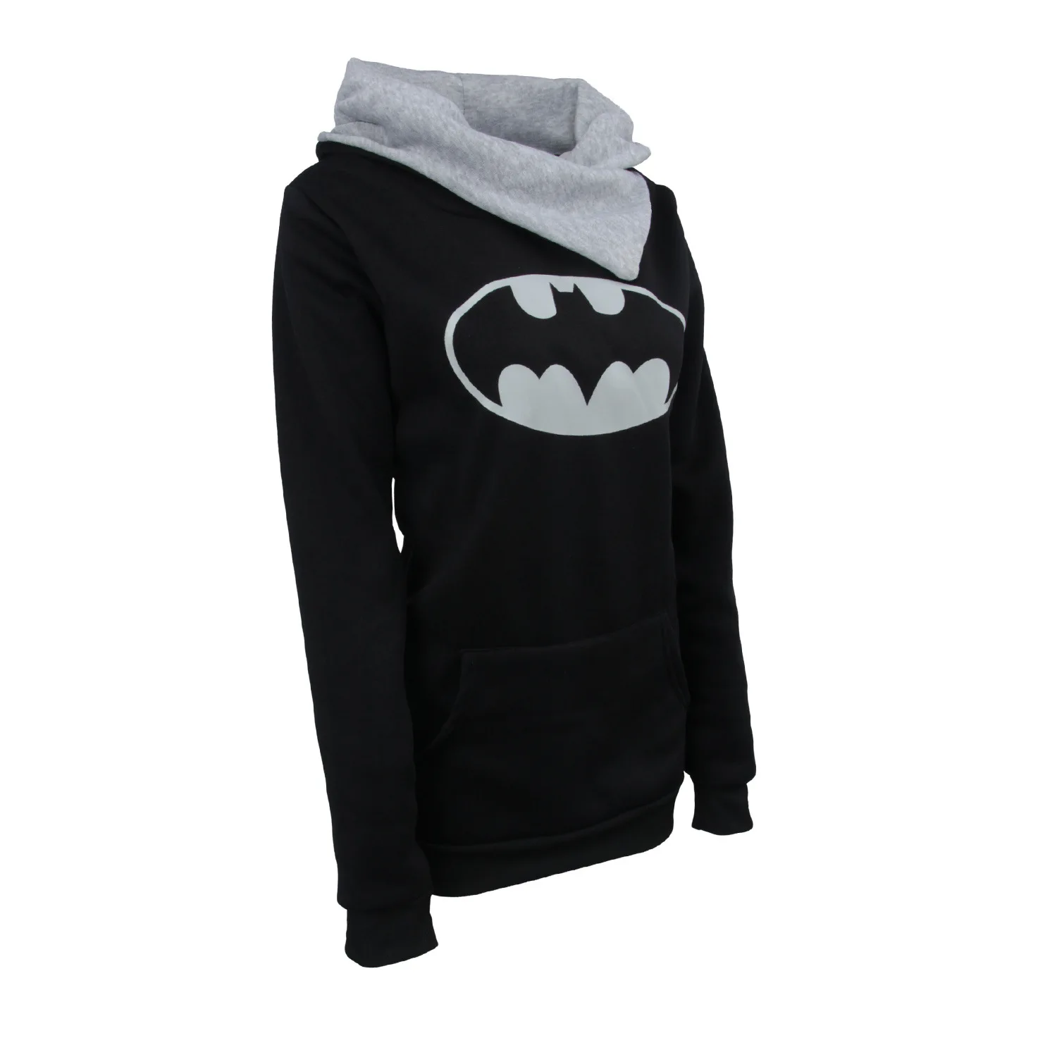  2019 Batman Patterns Women Casual Long Sleeve Hooded Knitted Loose Pullover Jumper Top Girls Clothe